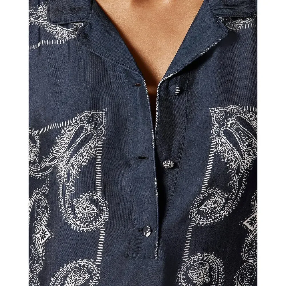 J. Crew Women's Relaxed-Fit Shirt-Dress in Bandana Print Navy Size 12 NWT